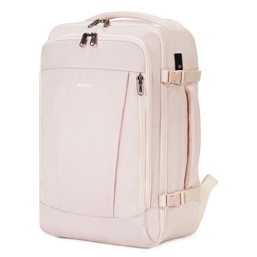 ECOHUB Rucksack 40x20x25 Ryanair Handgepäck 13 Taschen Reiserucksack Flugzeug Carry-ons Wasserdichter Rucksack Damen Klein PET-Recycelte Umweltfreundliche 20L,Patentiert(Beige) von ECOHUB