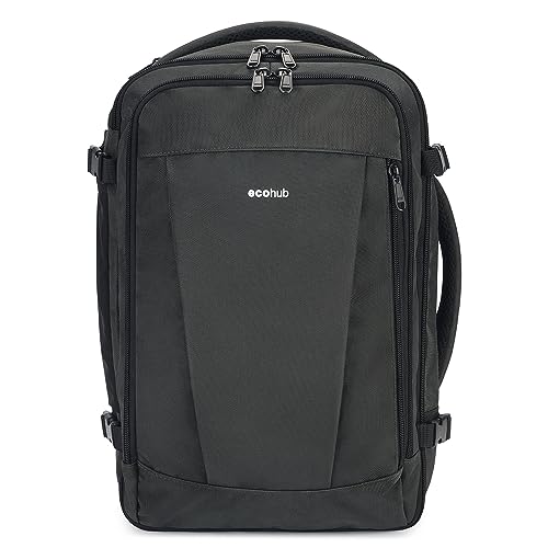 ECOHUB Rucksack 40x20x25 Ryanair Handgepäck 13 Taschen Reiserucksack Flugzeug Carry-ons Wasserdichter Rucksack Damen Klein PET-Recycelte Umweltfreundliche 20L,Patentiert(Grau) von ECOHUB