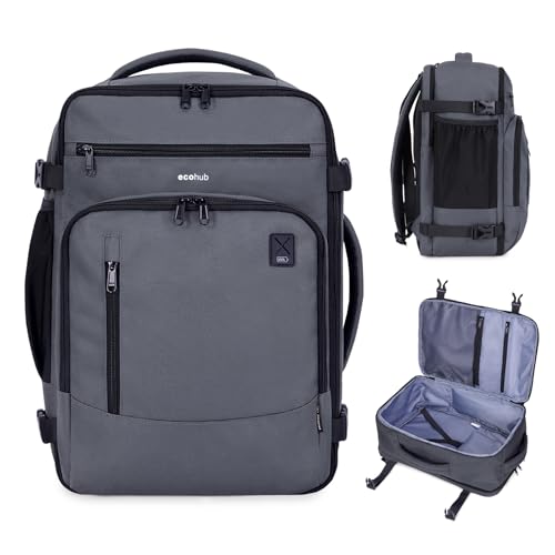 ECOHUB Rucksack 40x20x25 für Ryanair Flugzeug Reiserucksack Handgepäck Gepäck Laptop Daypacks PET-Recycelte Backpack Wasserdichter Unter Sitzplatz 20L Damen Klein,Patentiert(Grau) von ECOHUB