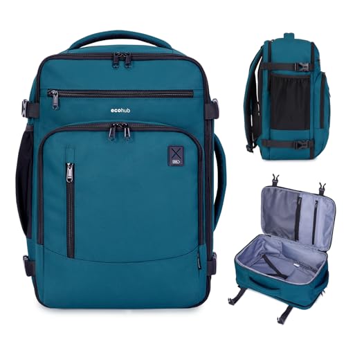 ECOHUB Rucksack 40x20x25 für Ryanair Flugzeug Reiserucksack Handgepäck Gepäck Laptop Daypacks PET-Recycelte Backpack Wasserdichter Unter Sitzplatz 20L Damen Klein,Patentiert(Grün) von ECOHUB