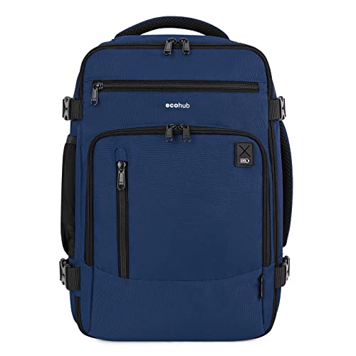 ECOHUB Rucksack 40x20x25 für Ryanair Flugzeug Reiserucksack Handgepäck Gepäck Laptop Daypacks PET-Recycelte Umweltfreundliche Backpack Wasserdichter Unter Sitzplatz 20L Damen Klein,Patentiert(Blau) von ECOHUB