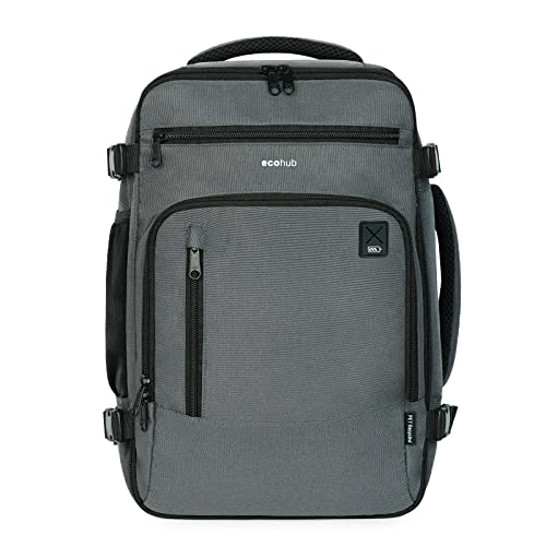 ECOHUB Rucksack 40x20x25 für Ryanair Flugzeug Reiserucksack Handgepäck Gepäck Laptop Daypacks PET-Recycelte Umweltfreundliche Backpack Wasserdichter Unter Sitzplatz 20L Damen Klein,Patentiert(Grau) von ECOHUB