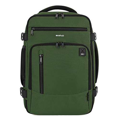 ECOHUB Rucksack 40x20x25 für Ryanair Flugzeug Reiserucksack Handgepäck Gepäck Laptop Daypacks PET-Recycelte Umweltfreundliche Backpack Wasserdichter Unter Sitzplatz 20L Damen Klein,Patentiert(Grün) von ECOHUB