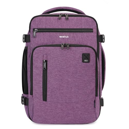 ECOHUB Rucksack 40x20x25 für Ryanair Flugzeug Reiserucksack Handgepäck Gepäck Laptop Daypacks PET-Recycelte Umweltfreundliche Backpack Wasserdichter Unter Sitzplatz 20L Damen Klein,Patentiert(Rosa) von ECOHUB