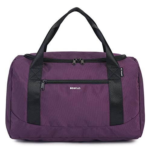 ECOHUB 20L Handgepäck Tasche, für Ryanair handgepäck 40x20x25, Faltbare Reisetasche Handgepäck Flugzeug, Wasserabweisend Sporttasche Klein, Weekender Tasche Herren Damen(Lila) von ECOHUB