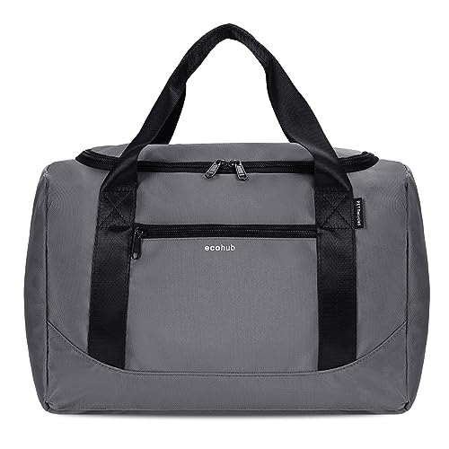 ECOHUB 20L Handgepäck Tasche, für Ryanair handgepäck 40x20x25, Faltbare Reisetasche Handgepäck Flugzeug, Wasserabweisend Sporttasche Klein, Weekender Tasche Herren Damen(Hellgrau) von ECOHUB