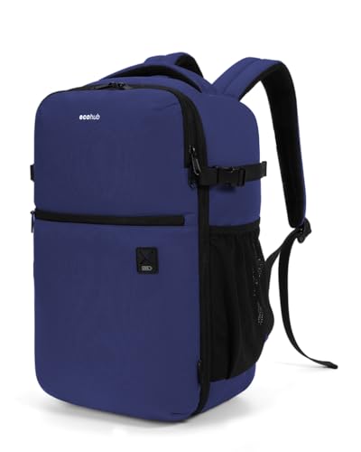 ECOHUB für Ryanair Handgepäck Rucksack 40x20x25, 20L Reiserucksack Handgepäck Flugzeug Unter Sitzplatz, Recycelten Travel Backpack mit 14 Zoll Computerfach, Rucksack für Herren Damen(Blau) von ECOHUB