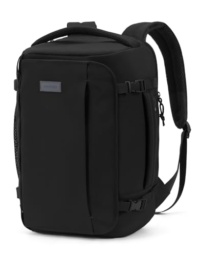 ECOHUB für Ryanair Handgepäck Rucksack 40x20x25, 3D 14-Zoll-Laptop Rucksack, 20L PET-Recycelte Reiserucksack Handgepäck Flugzeug, Unter Sitzplatz Travel Backpack, Rucksack für Herren Damen(Schwarz) von ECOHUB