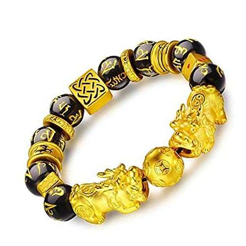 ECOLFE Armband, Geschenke für ihn, 1 Stück Feng Shui Perlenarmband Pixiu Obsidian Glücksarmband Glücksmaskottchen Amulett Armband (Perlenbestand) von ECOLFE
