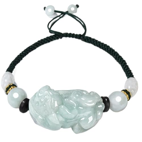 ECOLFE Perlen Armbänder, Natürliches Halbedelstein-Smaragd-Pi-Yao-Armband, Glücksrot, Grün, verstellbares Schnurarmband for Glück, mutiger Glücksreichtum for Frauen und Männer, Rot (Color : Green) von ECOLFE