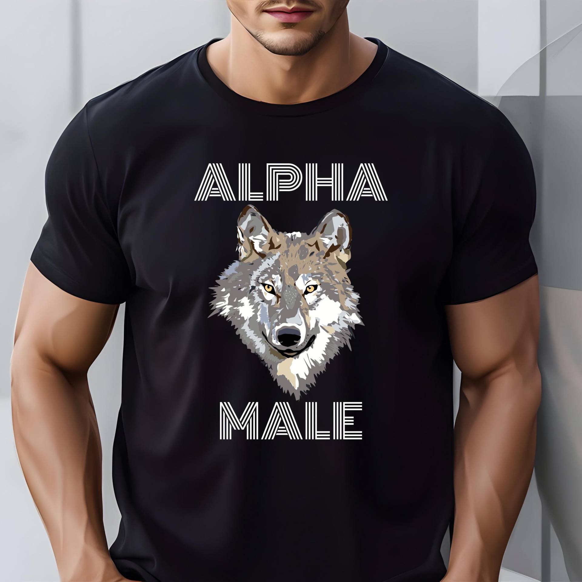 Alpha Männlich Shirt Wolf Kopf T-Shirt Geschenk Für Ihn Retro Mann Freund Oder Papa Geschenke Lustige Meme Männer T-Shirts von ECOLOGYE