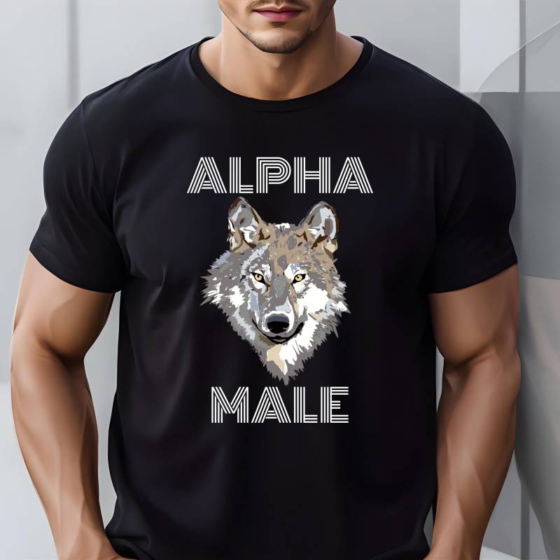 Alpha Männlich Shirt Wolf Kopf T-Shirt Geschenk Für Ihn Retro Mann Freund Oder Papa Geschenke Lustige Meme Männer T-Shirts von ECOLOGYE