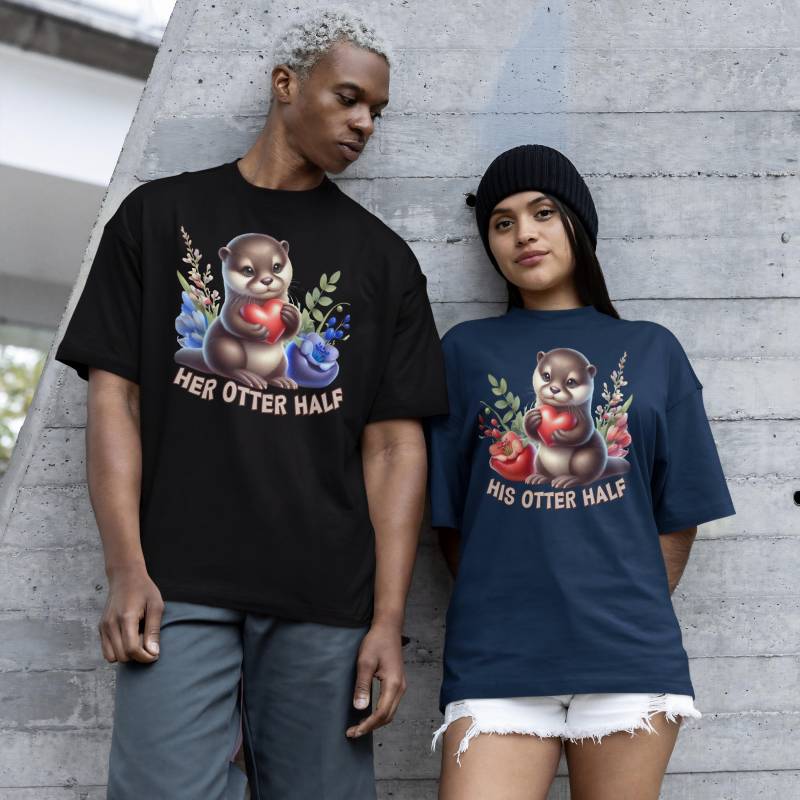 Seine Otter Hälfte Und Ihre Valentinstag Paar Shirt Liebe Paare Geschenk T-Shirts Für Männer Frauen von ECOLOGYE