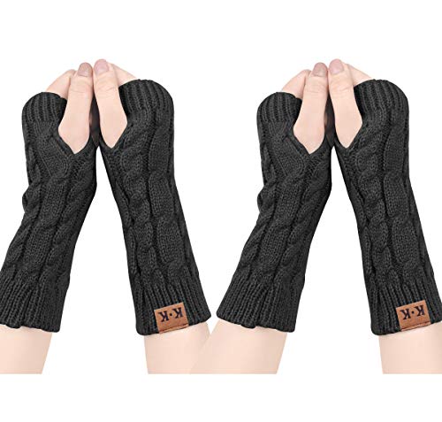 ECOMBOS Fingerlose Handschuhe Damen - Winter Armstulpen Handschuhe Damen Pulswärmer Strick Kurzer Gestrickte Halb Fingerlose Fäustlinge von ECOMBOS