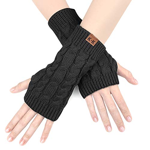 ECOMBOS Fingerlose Handschuhe Damen - Winter Armstulpen Handschuhe Damen Pulswärmer Strick Kurzer Gestrickte Halb Fingerlose Fäustlinge von ECOMBOS