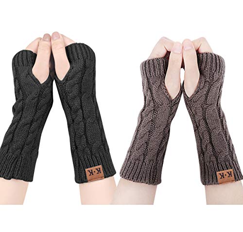 ECOMBOS Fingerlose Handschuhe Damen - Winter Armstulpen Handschuhe Damen Pulswärmer Strick Kurzer Gestrickte Halb Fingerlose Fäustlinge von ECOMBOS