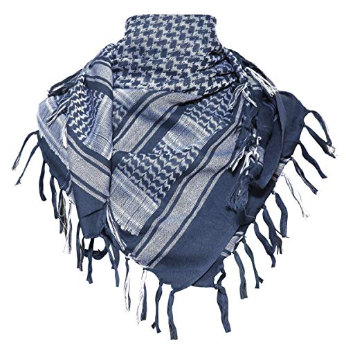 ECOMBOS Shemagh Schal – arabisches Kopftuch für Herren, 100% Baumwolle, Militär, taktisch, Wüste, Keffiyeh, blau, Einheitsgröße von ECOMBOS