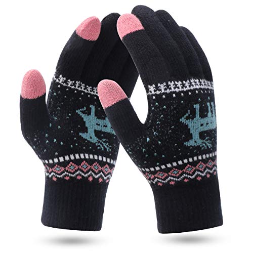 ECOMBOS Touchscreen Handschuhe Damen - Thermohandschuhe Winter Damen Gedehnt Strickhandschuhe Wollhandschuhe Reithandschuhe Outdoor für Damen von ECOMBOS