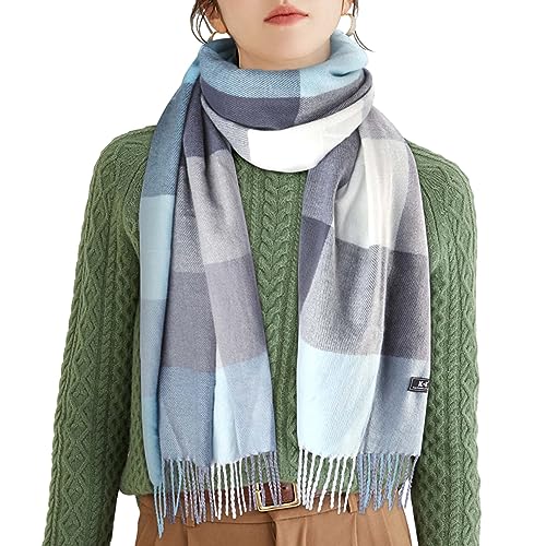 ECOMBOS Winterschal aus Schottenkaro – Lange, karierte Damenschals, warme Wolle im britischen Stil mit Spinning-Quaste, Schalstola für Damen von ECOMBOS