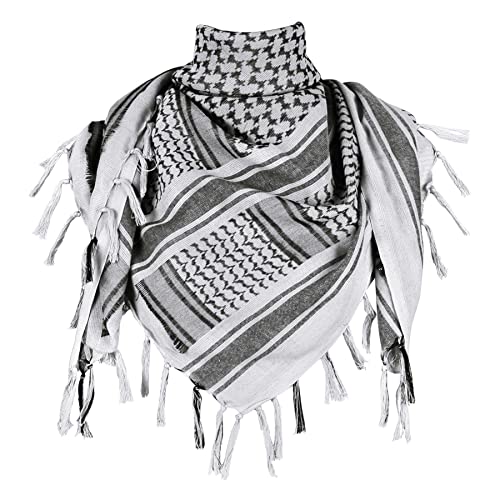 Shemagh Schal für Herren, arabischer Kopftuch, Baumwolle, Militär, taktische Wüste, Keffiyeh Gr. 85, weiß von ECOMBOS