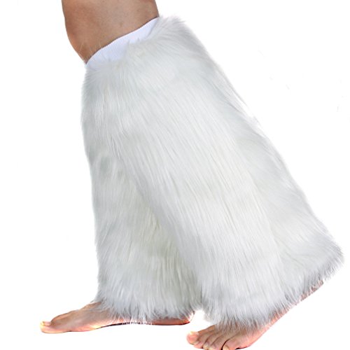 ECOSCO Leg warmer Damen Ecosco Ein Paar warme weiche Cozy Fuzzy-Pelz-Bein-Wärmer-Boot-Stulpe-Abdeckung eine szie fit S bis M Weiß von ECOSCO Leg warmer