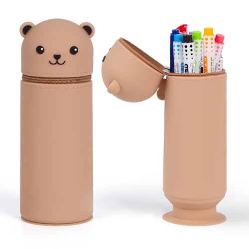 ECOSEAO 2-in-1 Silikon Federmäppchen, Weiche Silikontasche, Mäppchen mit Reißverschluss, Kawaii Tischstifthalter, Stand Up Federmäppchen für Schule & Büro Geschenke für Jungen und Mädchen(Braun) ECOSEAO 2-in-1 Silikon Federmäppchen, Weiche Silikontasche, Mäppchen mit Reißverschluss, Kawaii Tischstifthalter, Stand Up Federmäppchen für Schule & Büro Geschenke für Jungen und Mädchen(Braun) von ECOSEAO