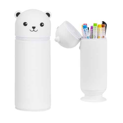 ECOSEAO 2-in-1 Silikon Federmäppchen, Weiche Silikontasche, Mäppchen mit Reißverschluss, Kawaii Tischstifthalter, Stand Up Federmäppchen für Schule & Büro Geschenke für Jungen und Mädchen(Weiß) ECOSEAO 2-in-1 Silikon Federmäppchen, Weiche Silikontasche, Mäppchen mit Reißverschluss, Kawaii Tischstifthalter, Stand Up Federmäppchen für Schule & Büro Geschenke für Jungen und Mädchen(Weiß) von ECOSEAO