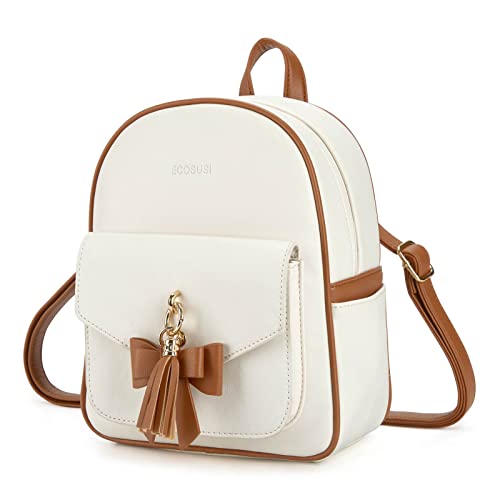 ECOSUSI Damen Rucksack Klein Soft Pu Leder Rucksäcke Schultaschen Wasserdichte Damenrucksäcke Kleine (Mehrfarbig) von ECOSUSI