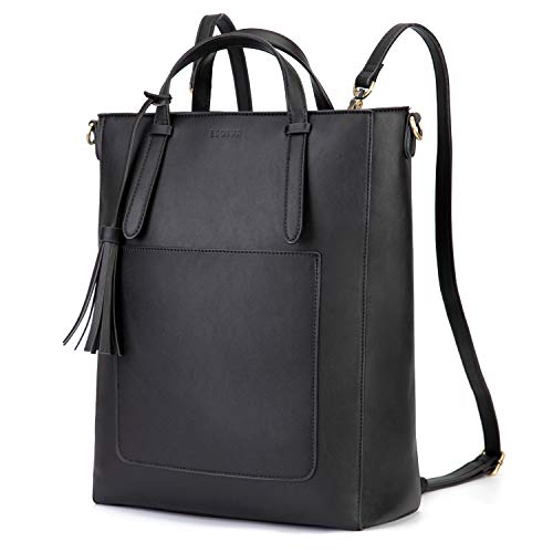 ECOSUSI Rucksack Damen Handtasche Multifunktion 3 In 2 Tote bag Tragetasche für Die Arbeit Reisen,Schwarz von ECOSUSI