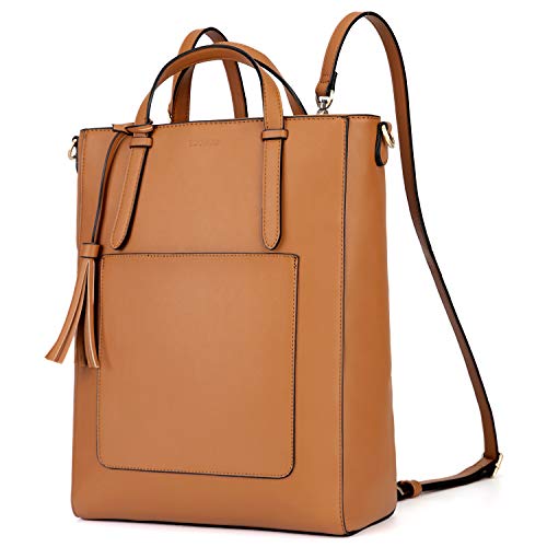 ECOSUSI Rucksack Damen Handtasche Multifunktion 3 In 3 Tote bag Tragetasche für Die Arbeit Reisen,Braun von ECOSUSI