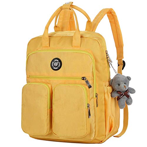 ECOSWAY Damen-Rucksack mit mehreren Taschen, großes Fassungsvermögen, wasserdicht, Studenten-Stil, multifunktionaler Rucksack für Outdoor, Reisen, Schule, gelb (Gelb) - B071610A5 von ECOSWAY