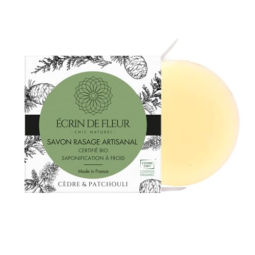 Écrin de Fleur - Handgemachte Bio Rasierseife herren, natürlicher Zedernholzduft, mit Haselnussöl, 1x55g von ÉCRIN DE FLEUR