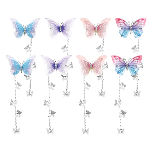 ECSiNG 4 Paar (8 Stück) Schmetterling Haarspangen Feenhaarspange Quaste Haarschmuck Elegante Kopfbedeckung Haarschmuck für Mädchen Frauen von ECSiNG