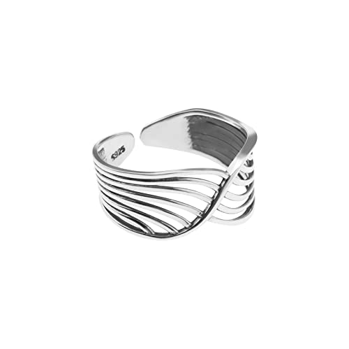 Mobius 925 Sterling Silber Offener Ring Verstellbar Ring Einfache Vintage Elegant Daumenring für Männer Frauen Sterling Silber Sterling Silber, Sterling Silber von ECSiNG