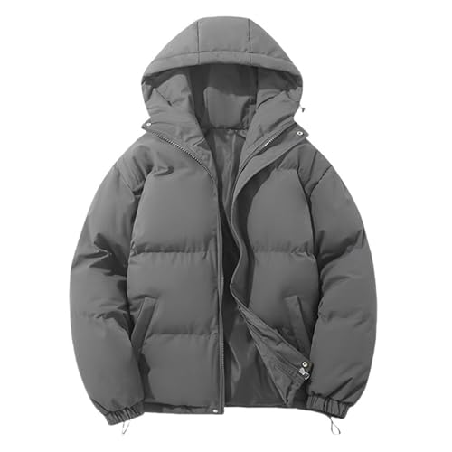 ECUNGWUA Winterjacke Damen Warm Daunenjacke Kurze Puffer Jacke Gefütterte Steppjacke Leichte Übergangsjacke mit Kapuze Outdoorjacke Teenager Mädchen (Dark Gray, L) von ECUNGWUA