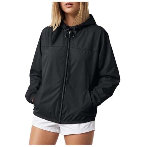 ECUNGWUA regenjacke damen Regenmantel Leicht Windbreaker Jacke Fahrradjacke Dünne Fahrrad Outdoorjacke Regenponcho Übergangsjacke (XXXL) von ECUNGWUA