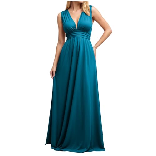 Infinity Kleid mit Bandeau Brautjungfernkleid Multiway Kleid Lang Übergröße Hochzeitsgäste Trauzeugin Kleider Convertible Twist Wickelkleid Einfarbig Abendkleider (Blue Green, S) von ECUNGWUA