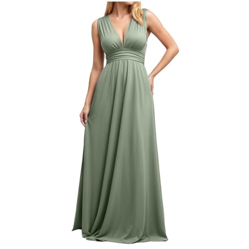 Infinity Kleid mit Bandeau Brautjungfernkleid Multiway Kleid Lang Übergröße Hochzeitsgäste Trauzeugin Kleider Convertible Twist Wickelkleid Einfarbig Abendkleider (Green, M) von ECUNGWUA