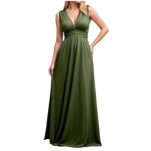 Infinity Kleid mit Bandeau Brautjungfernkleid Multiway Kleid Lang Übergröße Hochzeitsgäste Trauzeugin Kleider Convertible Twist Wickelkleid Einfarbig Abendkleider (M) von ECUNGWUA