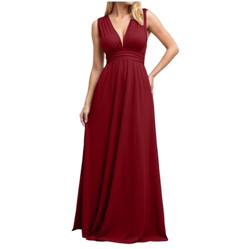 Infinity Kleid mit Bandeau Brautjungfernkleid Multiway Kleid Lang Übergröße Hochzeitsgäste Trauzeugin Kleider Convertible Twist Wickelkleid Einfarbig Abendkleider (M) von ECUNGWUA