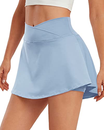 ED3SIZE Damen Tennisröcke Kreuz Taille Tennis Skort mit Taschen Laufröcke Sport Skater Golfrock mit Innenhose von ED3SIZE