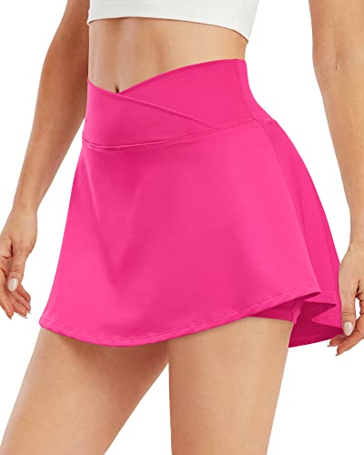 ED3SIZE Damen Tennisröcke Kreuz Taille Tennis Skort mit Taschen Laufröcke Sport Skater Golfrock mit Innenhose von ED3SIZE