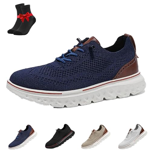 EDAT Calmeara Oxford-Schuhe for Hineinschlüpfen for Herren, freihändige Sneaker mit Fußgewölbeunterstützung(Blue,44 EU) von EDAT