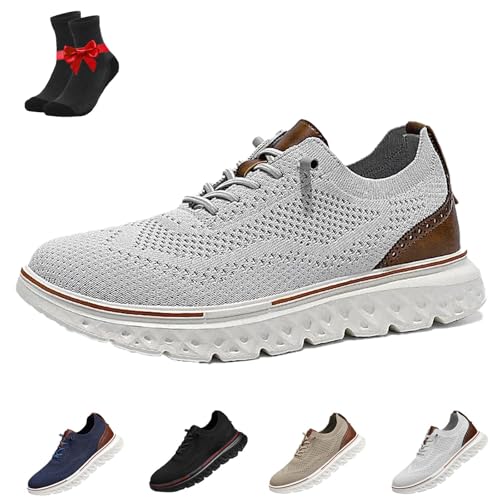 EDAT Calmeara Oxford-Schuhe for Hineinschlüpfen for Herren, freihändige Sneaker mit Fußgewölbeunterstützung(Grey,44 EU) von EDAT