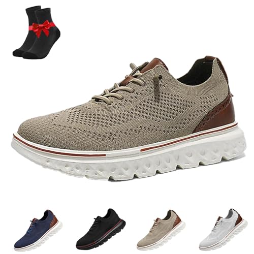 EDAT Calmeara Oxford-Schuhe for Hineinschlüpfen for Herren, freihändige Sneaker mit Fußgewölbeunterstützung(Khaki,40 EU) von EDAT