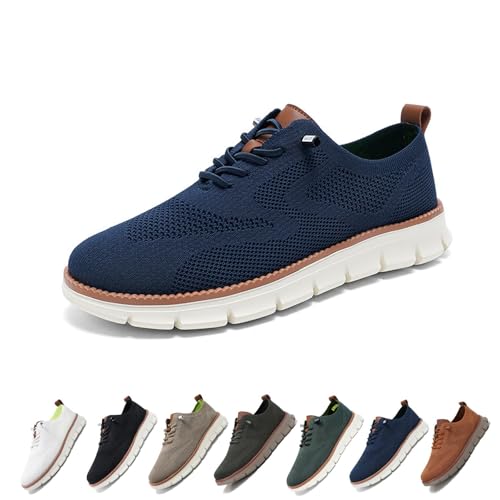 EDAT Comfofeet Ultra Bequeme Orthopädische Schuhe, Breeze Schuhe for Herren, Lässige Mode Walking Mesh Sneakers(Dark Blue,42 EU) von EDAT