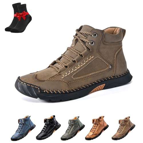 EDAT Cushygait Boots Herren, Cryonessa Herren Bequeme handgefertigte Lederschuhe, Fußgewölbeunterstützung, Atmungsaktive Boots(Kahki,44 EU) von EDAT