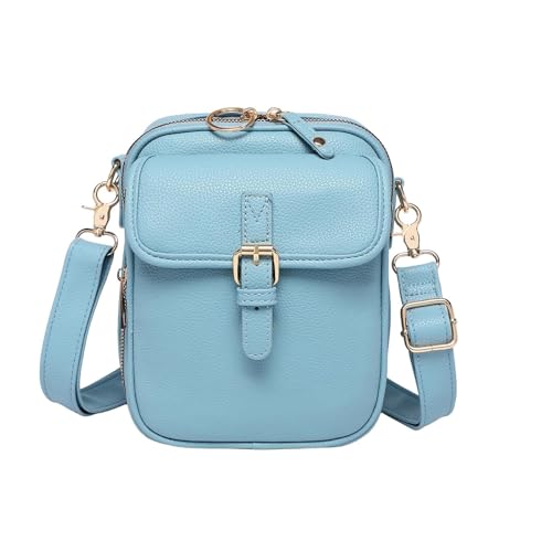 EDAT Forcipower Umhängetasche, Urvashi Umhängetasche aus Leder, Mini-Umhängetasche mit Diebstahlschutz und 10 Kartenfächern(Blue) von EDAT