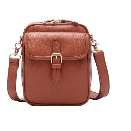 EDAT Forcipower Umhängetasche, Urvashi Umhängetasche aus Leder, Mini-Umhängetasche mit Diebstahlschutz und 10 Kartenfächern(Brown) von EDAT