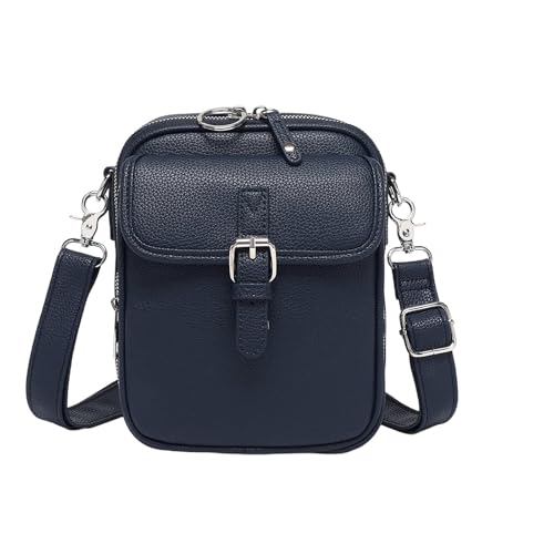 EDAT Forcipower Umhängetasche, Urvashi Umhängetasche aus Leder, Mini-Umhängetasche mit Diebstahlschutz und 10 Kartenfächern(Dark Blue) von EDAT